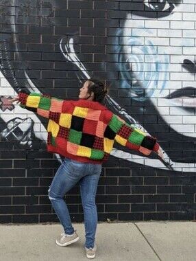 Handmade Harry Styles Colorblock Patchwork Cardigan